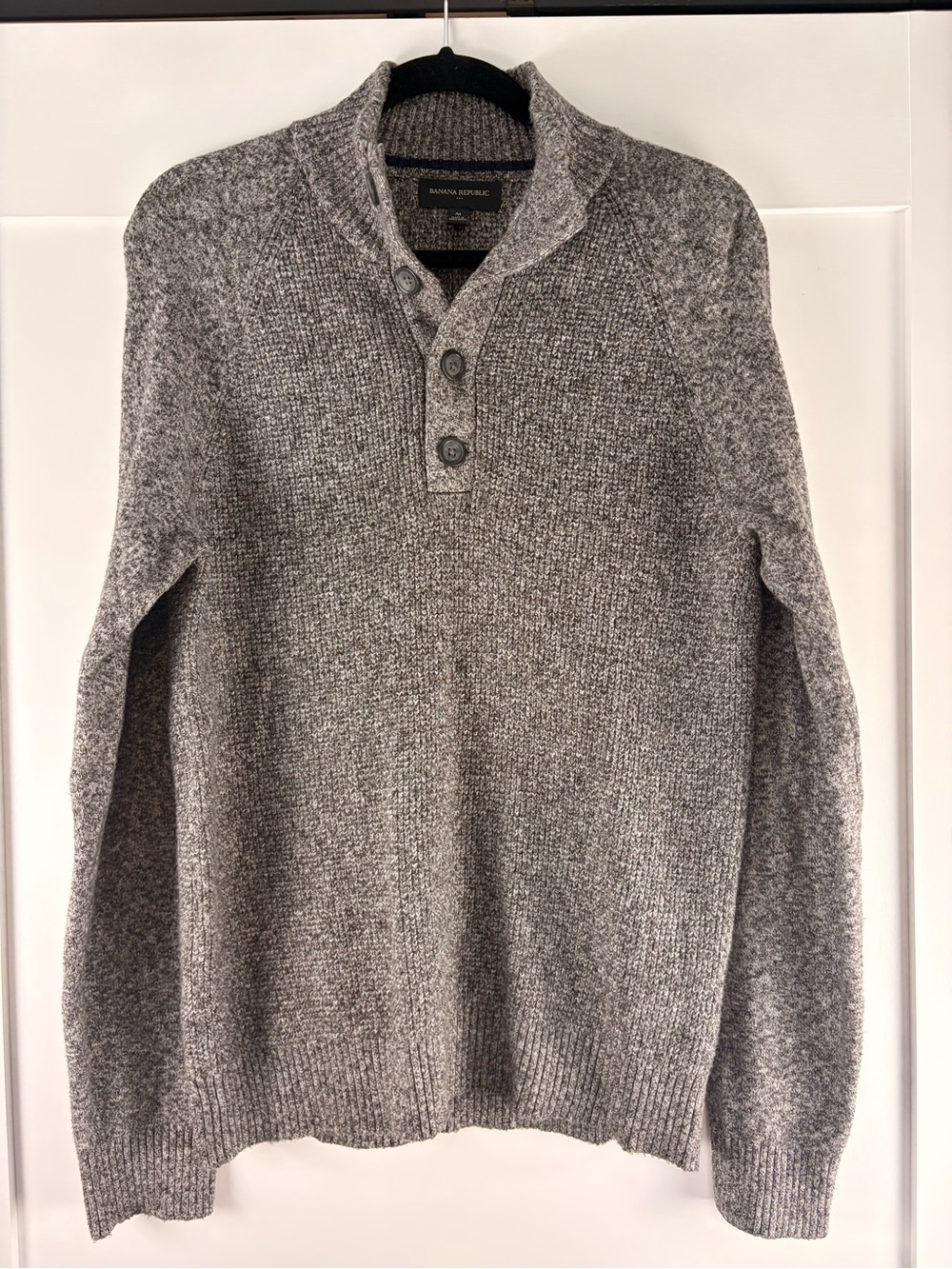 Banana Republic Marled Shawl Collar Knit Sweater Gray Henley Men’s M
